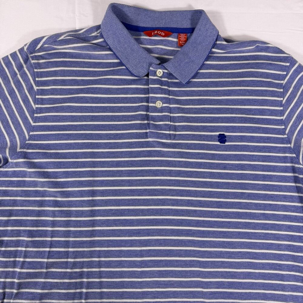 Izod Men’s Polo Shirt XL, Stripped W/embroidered Logo 100% Cotton